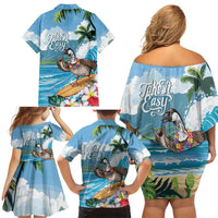 Aloha Hawaii Shaka Nene Goose Family Matching Off Shoulder Short Dress and Hawaiian Shirt Surfing Take It Easy - Polynesian Pride
