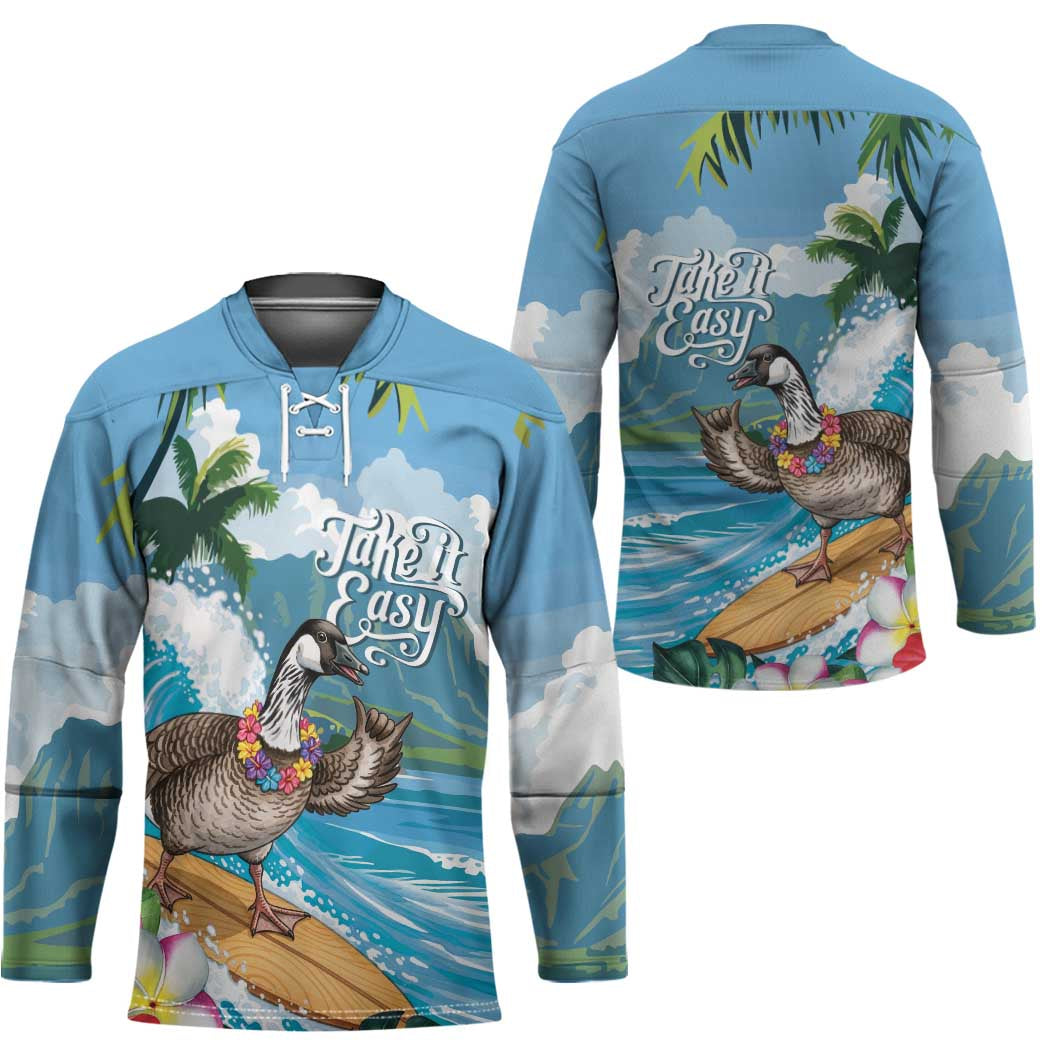 Aloha Hawaii Shaka Nene Goose Hockey Jersey Surfing Take It Easy - Polynesian Pride