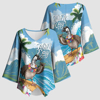 Aloha Hawaii Shaka Nene Goose Kimono Sleeve Blouse Surfing Take It Easy - Polynesian Pride