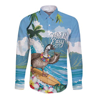 Aloha Hawaii Shaka Nene Goose Long Sleeve Button Shirt Surfing Take It Easy - Polynesian Pride