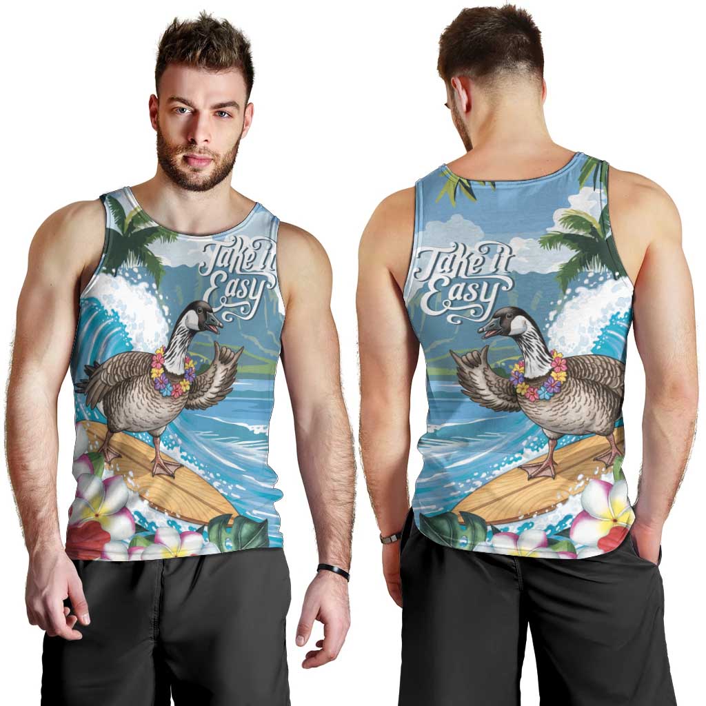 Aloha Hawaii Shaka Nene Goose Men Tank Top Surfing Take It Easy - Polynesian Pride