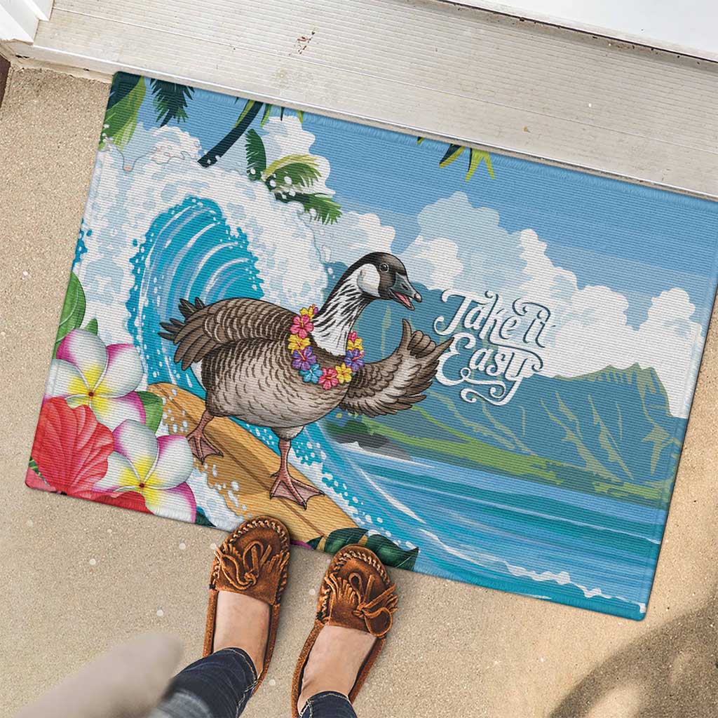 Aloha Hawaii Shaka Nene Goose Rubber Doormat Surfing Take It Easy - Polynesian Pride