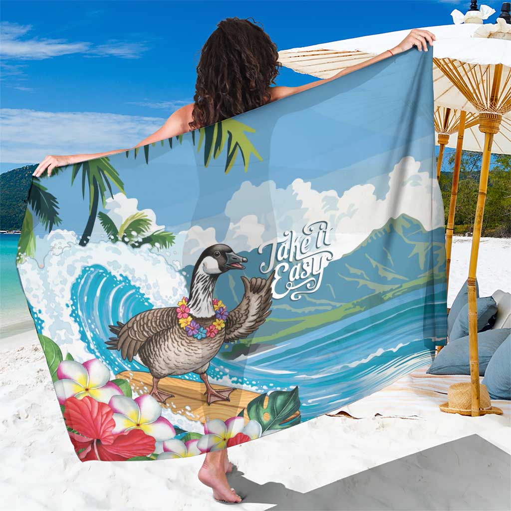 Aloha Hawaii Shaka Nene Goose Sarong Surfing Take It Easy LT14 One Size 44 x 66 inches Blue - Polynesian Pride