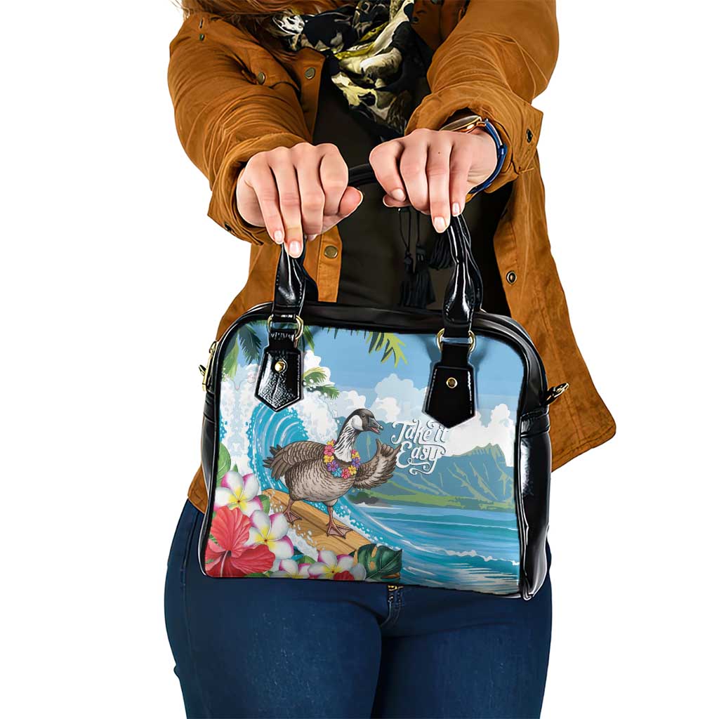 Aloha Hawaii Shaka Nene Goose Shoulder Handbag Surfing Take It Easy LT14 One Size Blue - Polynesian Pride
