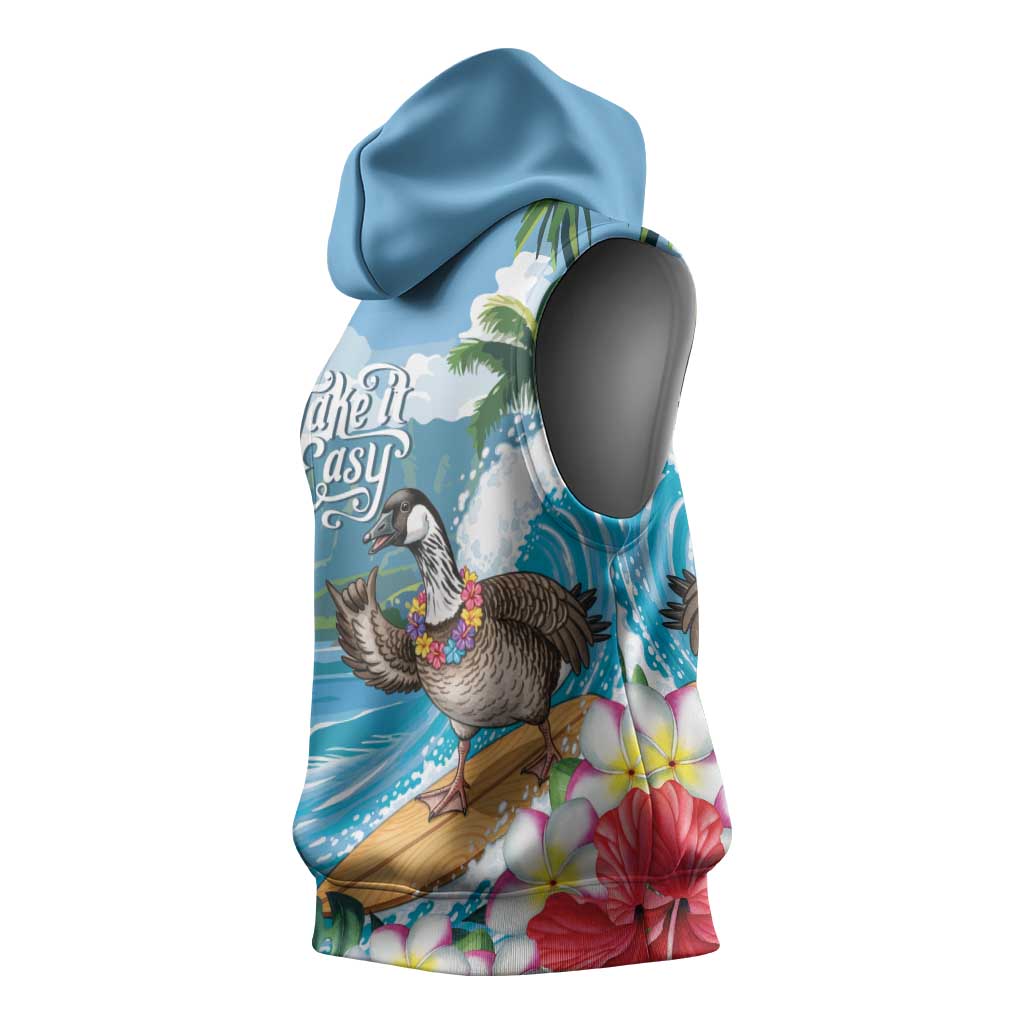 Aloha Hawaii Shaka Nene Goose Sleeveless Hoodie Surfing Take It Easy - Polynesian Pride