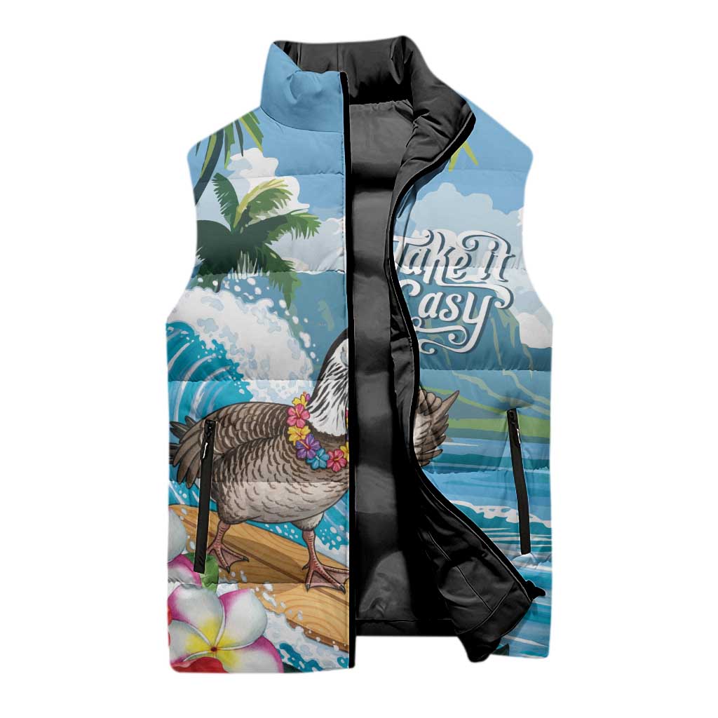 Aloha Hawaii Shaka Nene Goose Sleeveless Puffer Jacket Surfing Take It Easy - Polynesian Pride