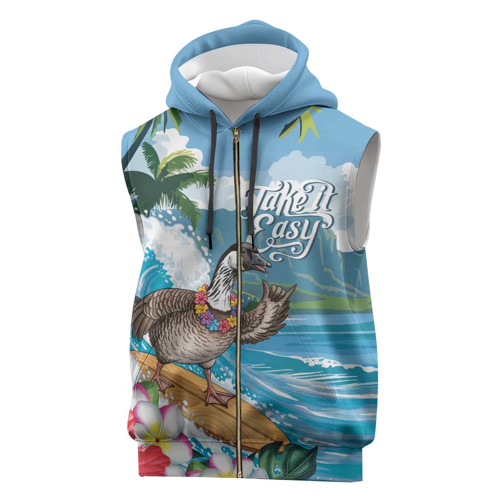 Aloha Hawaii Shaka Nene Goose Sleeveless Zip Hoodie Surfing Take It Easy - Polynesian Pride