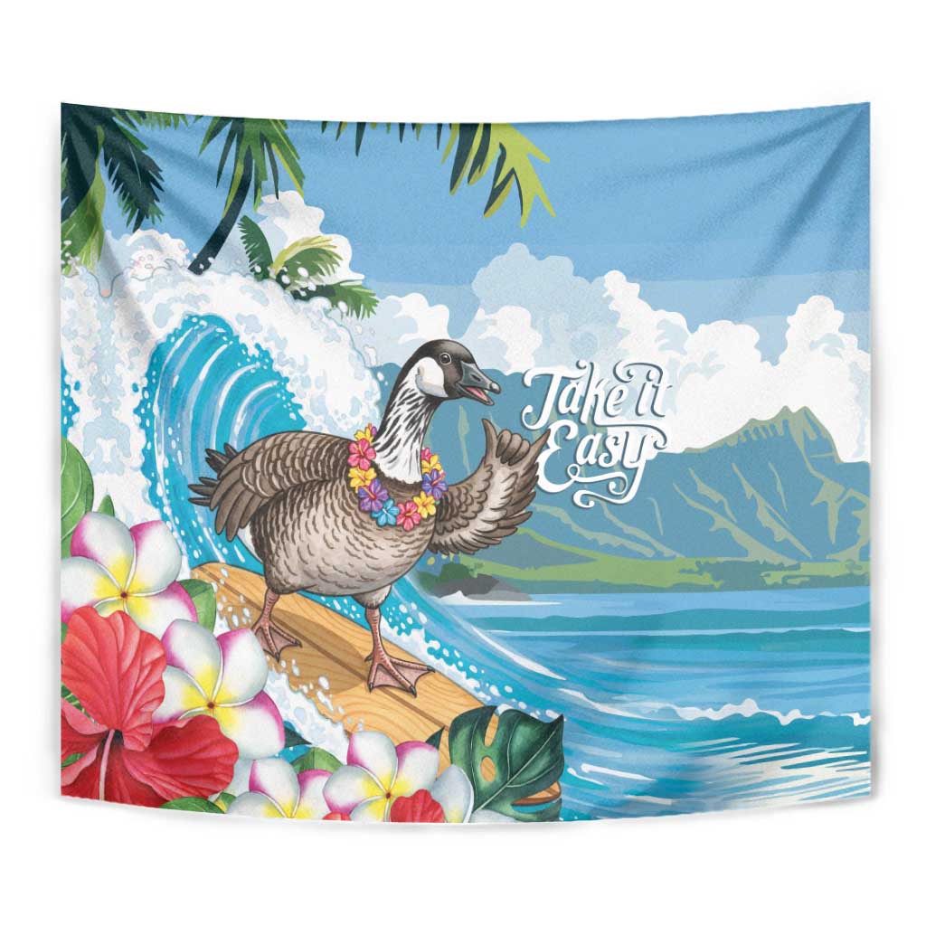 Aloha Hawaii Shaka Nene Goose Tapestry Surfing Take It Easy - Polynesian Pride
