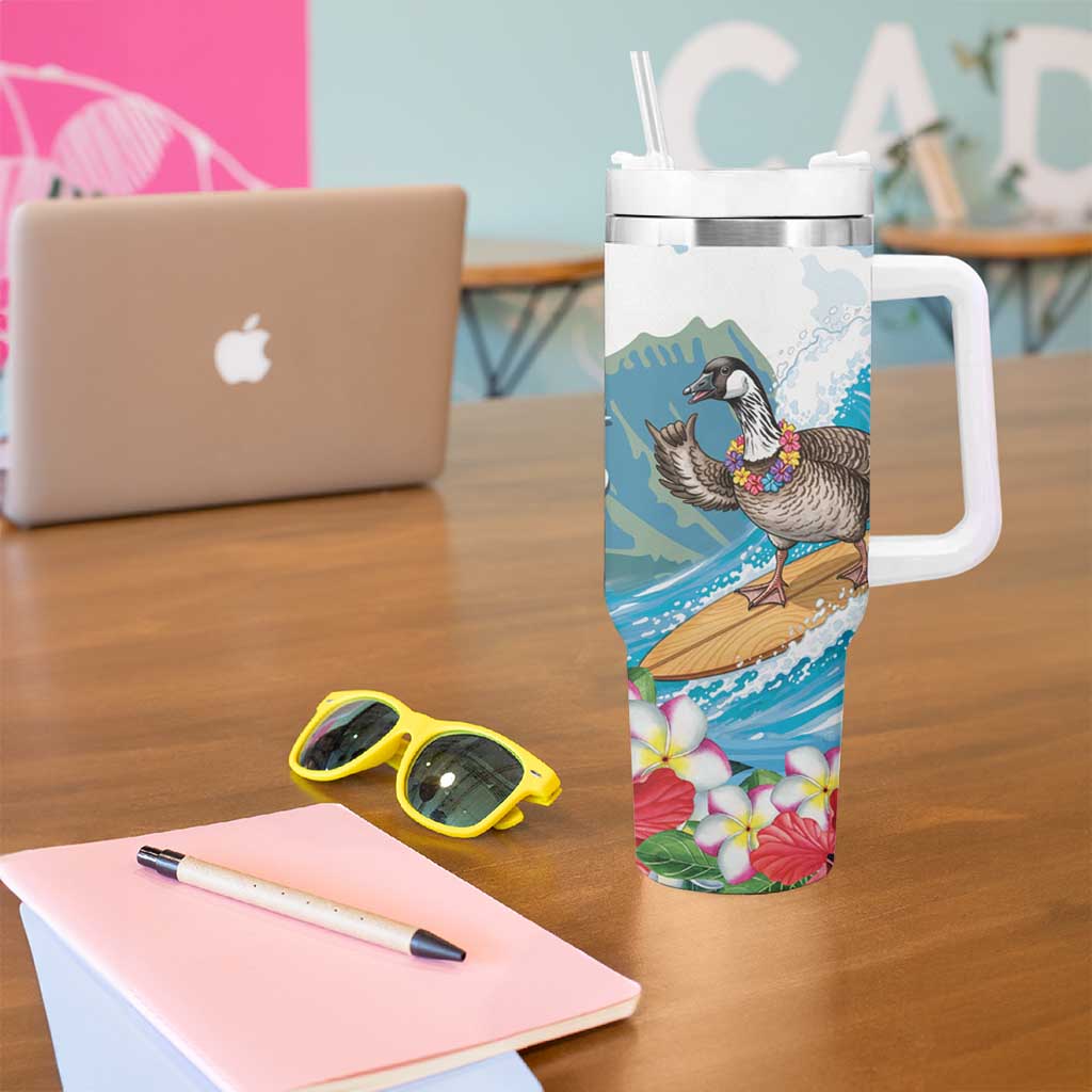 Aloha Hawaii Shaka Nene Goose Tumbler With Handle Surfing Take It Easy - Polynesian Pride