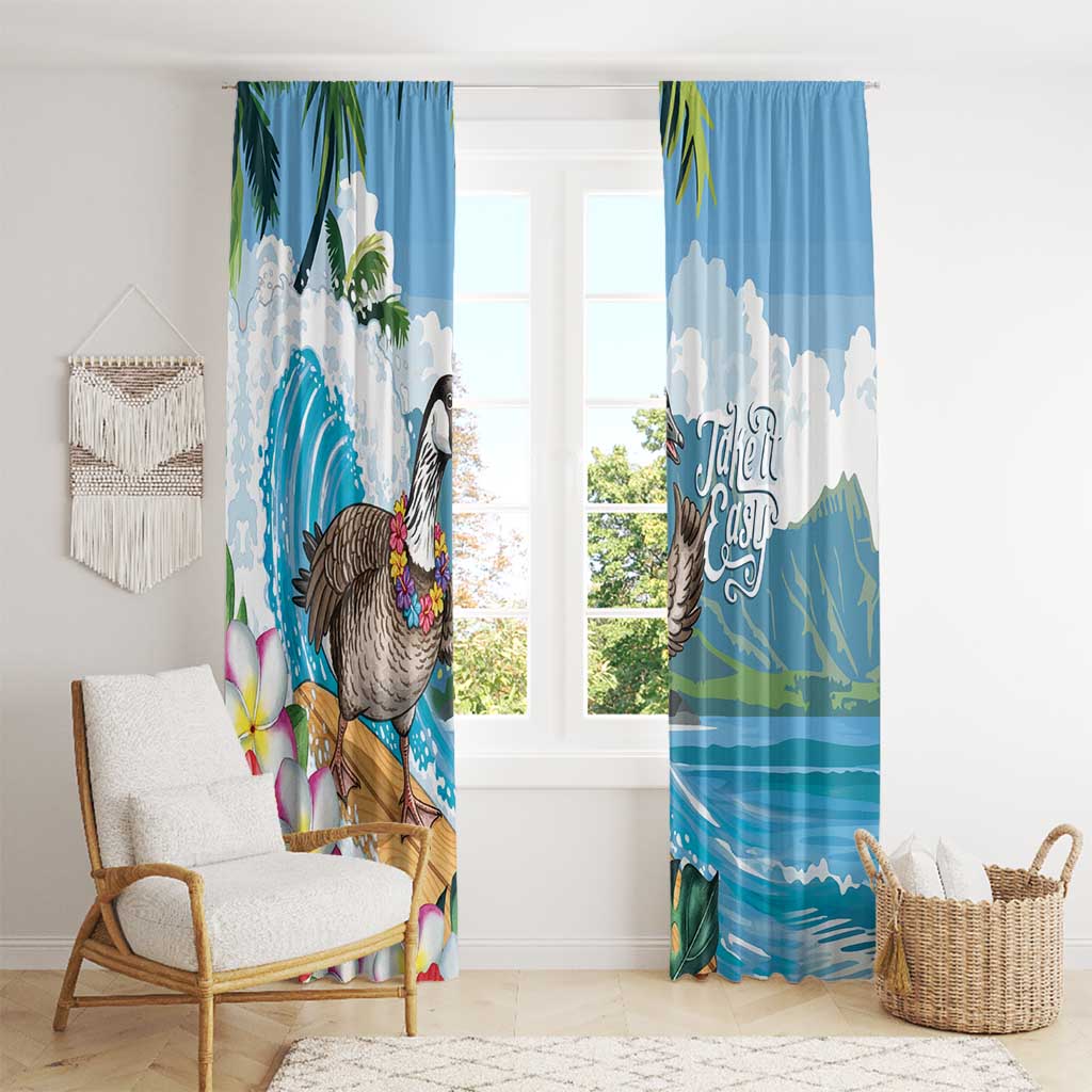 Aloha Hawaii Shaka Nene Goose Window Curtain Surfing Take It Easy - Polynesian Pride