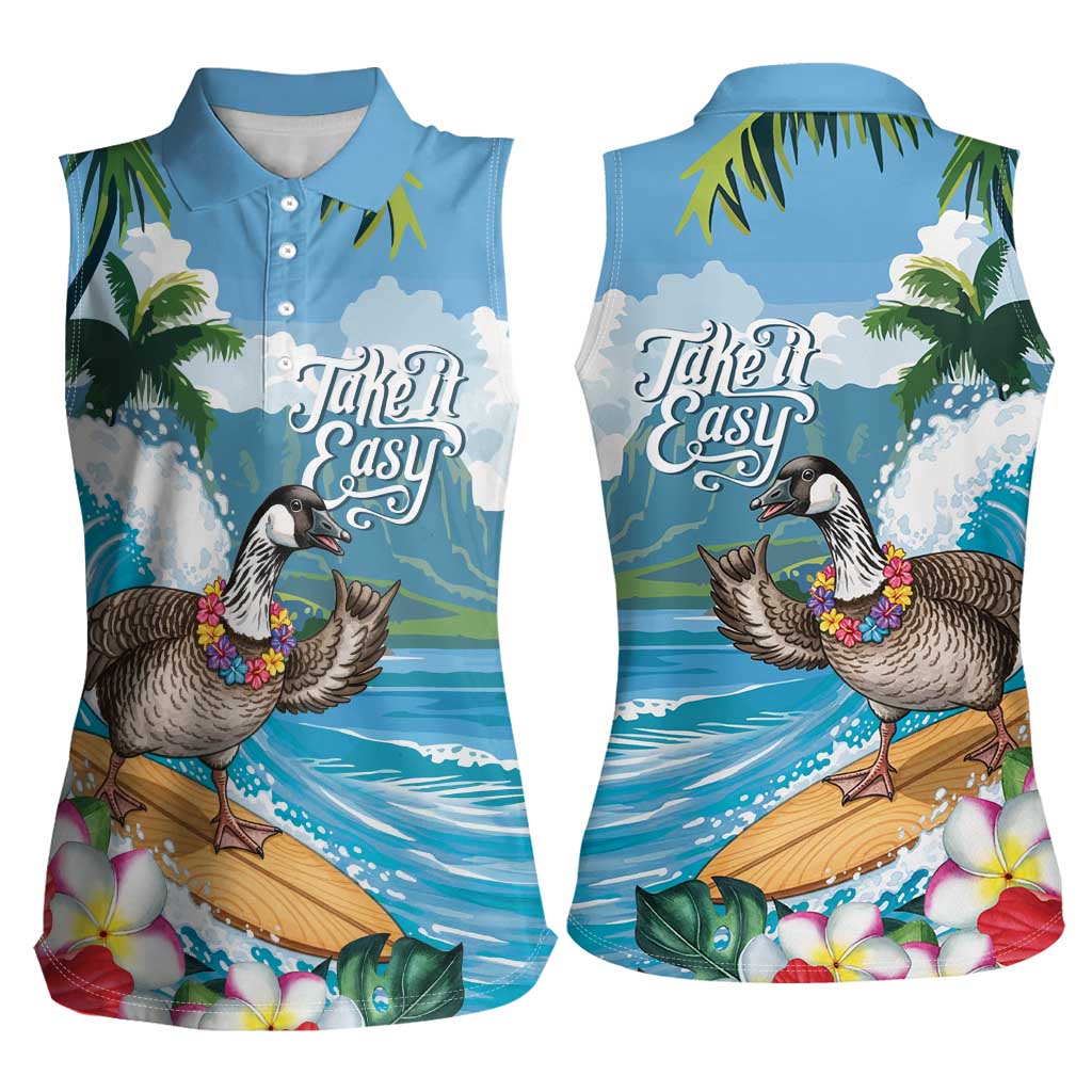 Aloha Hawaii Shaka Nene Goose Women Sleeveless Polo Shirt Surfing Take It Easy - Polynesian Pride
