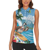 Aloha Hawaii Shaka Nene Goose Women Sleeveless Polo Shirt Surfing Take It Easy - Polynesian Pride