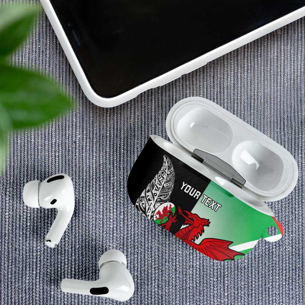New Zealand and Wales Rugby Custom AirPods Case Aotearoa All Black Combine Welsh Dragon - Polynesian Pride