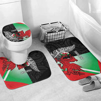 New Zealand and Wales Rugby Custom Bathroom Set Aotearoa All Black Combine Welsh Dragon - Polynesian Pride