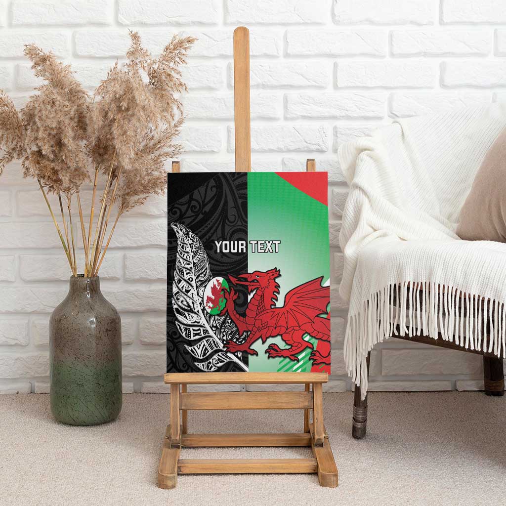 New Zealand and Wales Rugby Custom Canvas Wall Art Aotearoa All Black Combine Welsh Dragon - Polynesian Pride