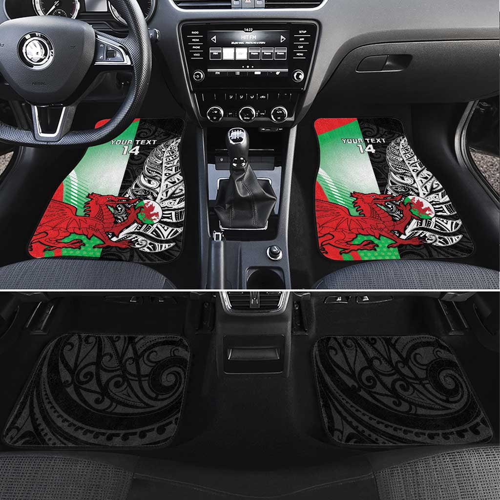 New Zealand and Wales Rugby Custom Car Mats Aotearoa All Black Combine Welsh Dragon - Polynesian Pride