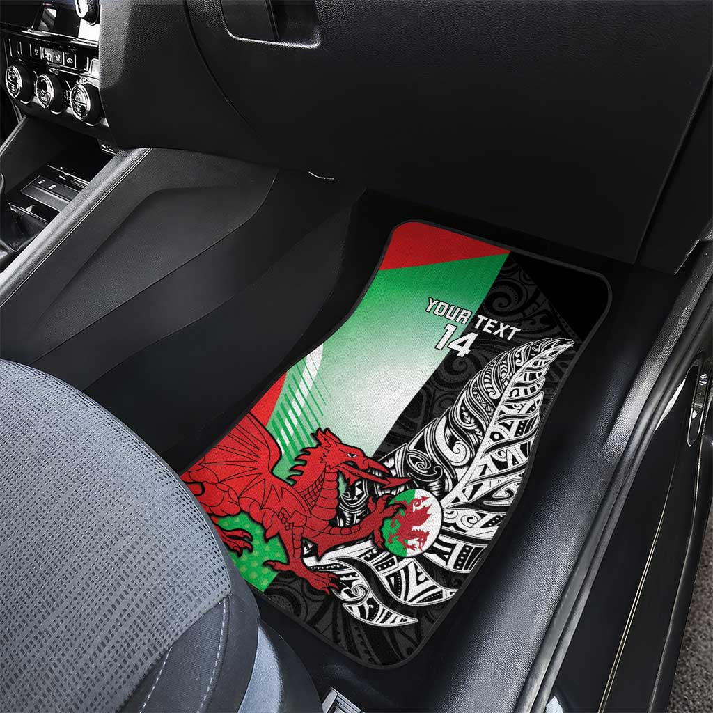 New Zealand and Wales Rugby Custom Car Mats Aotearoa All Black Combine Welsh Dragon - Polynesian Pride