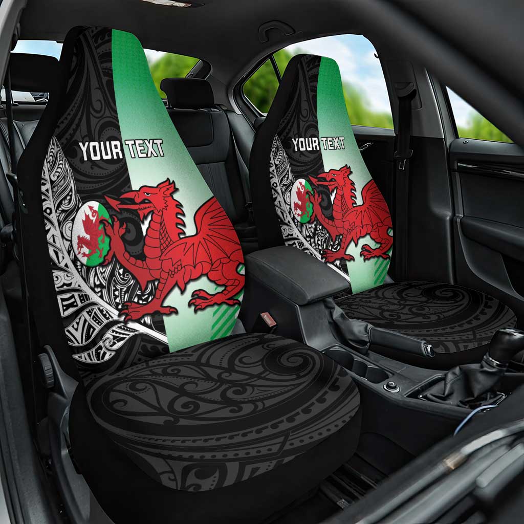 New Zealand and Wales Rugby Custom Car Seat Cover Aotearoa All Black Combine Welsh Dragon - Polynesian Pride