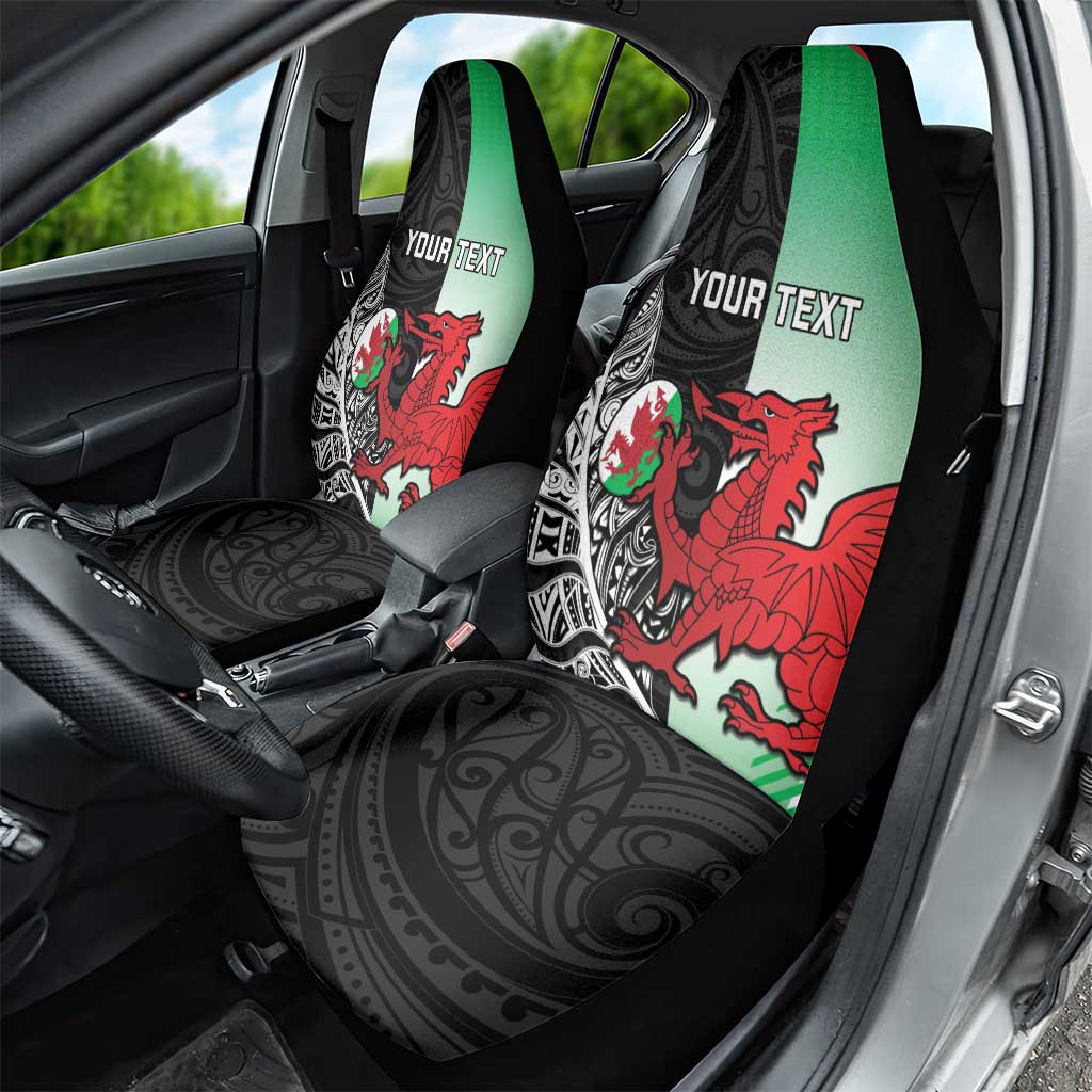 New Zealand and Wales Rugby Custom Car Seat Cover Aotearoa All Black Combine Welsh Dragon - Polynesian Pride