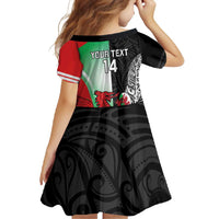 New Zealand and Wales Rugby Custom Family Matching Long Sleeve Bodycon Dress and Hawaiian Shirt Aotearoa All Black Combine Welsh Dragon - Polynesian Pride