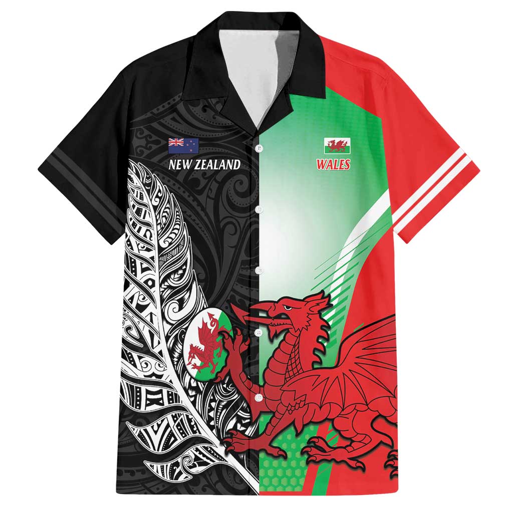 New Zealand and Wales Rugby Custom Family Matching Long Sleeve Bodycon Dress and Hawaiian Shirt Aotearoa All Black Combine Welsh Dragon - Polynesian Pride