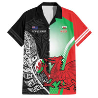 New Zealand and Wales Rugby Custom Family Matching Long Sleeve Bodycon Dress and Hawaiian Shirt Aotearoa All Black Combine Welsh Dragon - Polynesian Pride