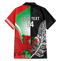 New Zealand and Wales Rugby Custom Family Matching Puletasi and Hawaiian Shirt Aotearoa All Black Combine Welsh Dragon - Polynesian Pride