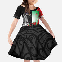 New Zealand and Wales Rugby Custom Family Matching Summer Maxi Dress and Hawaiian Shirt Aotearoa All Black Combine Welsh Dragon - Polynesian Pride