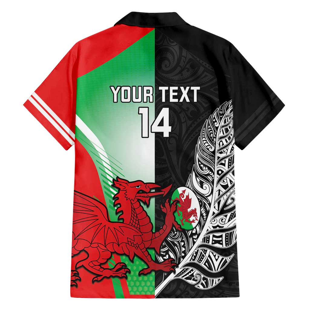 New Zealand and Wales Rugby Custom Family Matching Summer Maxi Dress and Hawaiian Shirt Aotearoa All Black Combine Welsh Dragon - Polynesian Pride