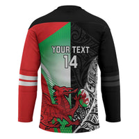 New Zealand and Wales Rugby Custom Hockey Jersey Aotearoa All Black Combine Welsh Dragon - Polynesian Pride