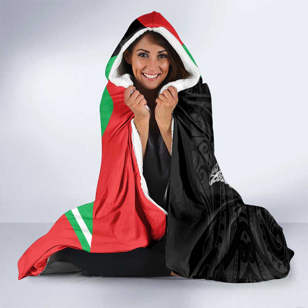 New Zealand and Wales Rugby Custom Hooded Blanket Aotearoa All Black Combine Welsh Dragon - Polynesian Pride