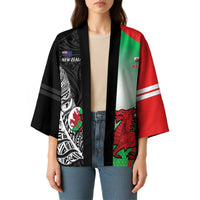 New Zealand and Wales Rugby Custom Kimono Aotearoa All Black Combine Welsh Dragon - Polynesian Pride