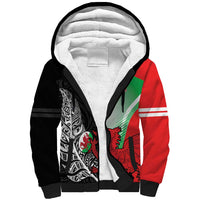 New Zealand and Wales Rugby Custom Sherpa Hoodie Aotearoa All Black Combine Welsh Dragon - Polynesian Pride