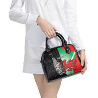 New Zealand and Wales Rugby Custom Shoulder Handbag Aotearoa All Black Combine Welsh Dragon - Polynesian Pride