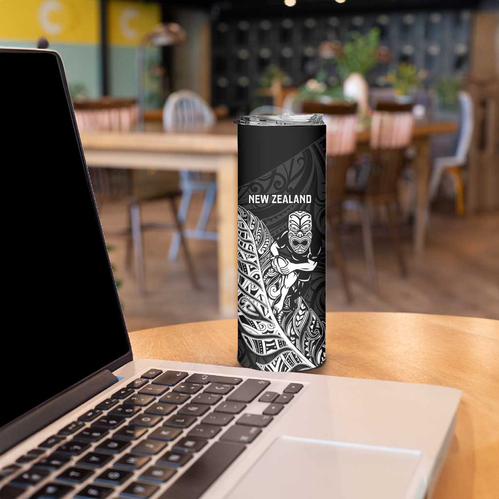 New Zealand and Wales Rugby Custom Skinny Tumbler Aotearoa All Black Combine Welsh Dragon - Polynesian Pride