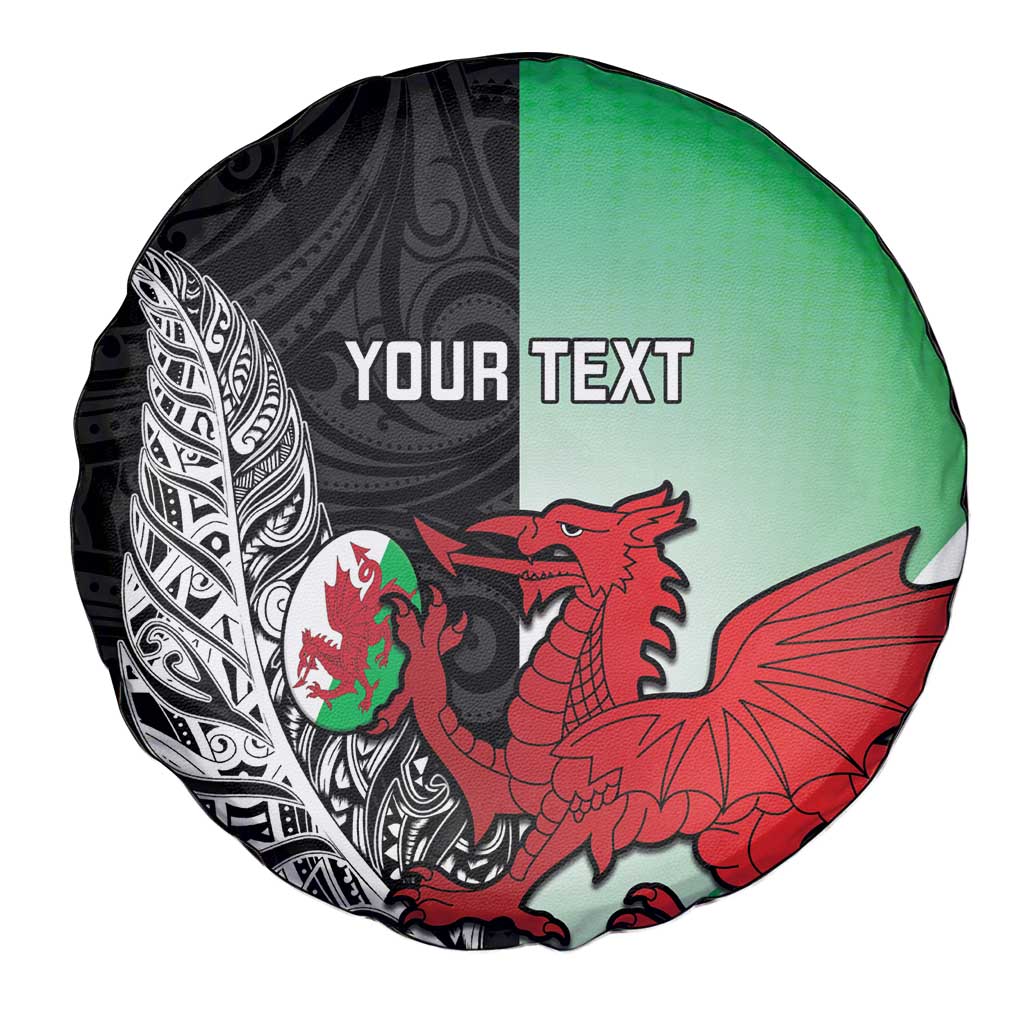 New Zealand and Wales Rugby Custom Spare Tire Cover Aotearoa All Black Combine Welsh Dragon - Polynesian Pride