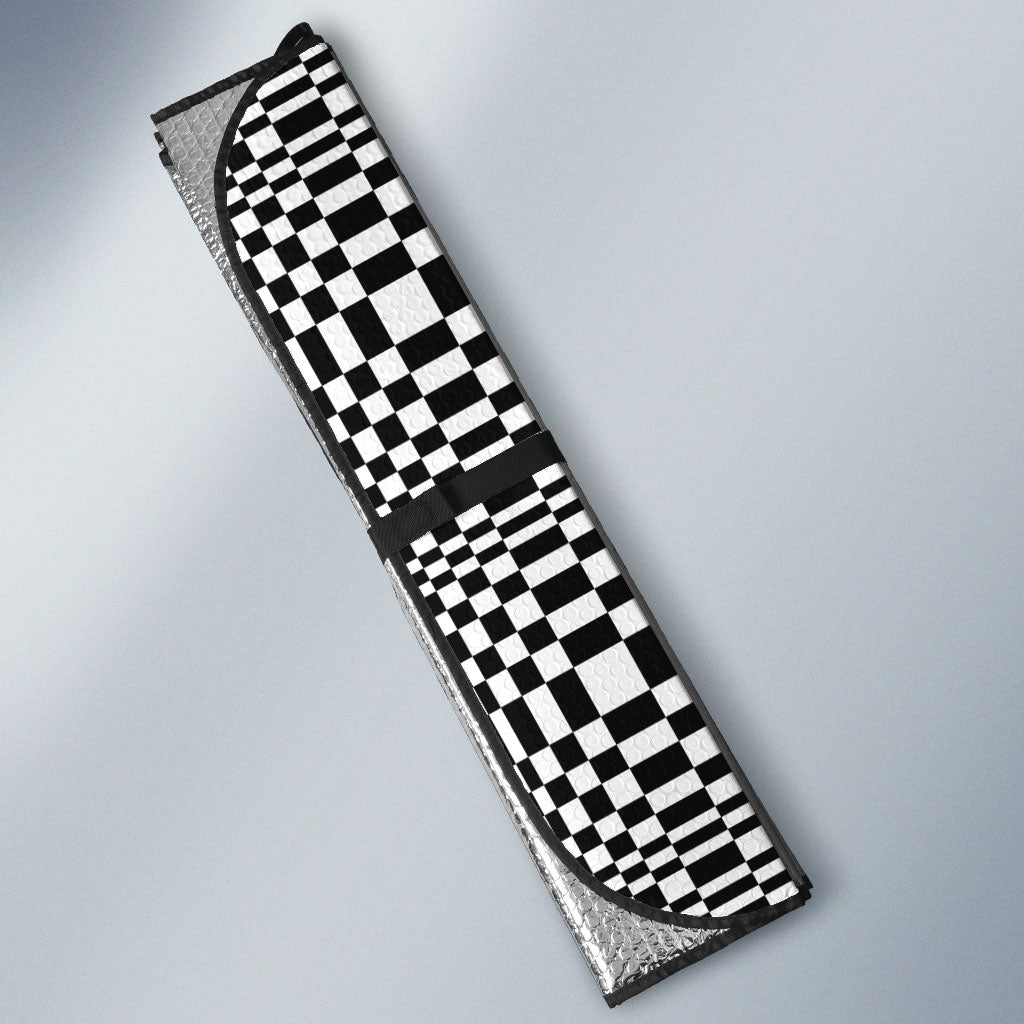 Black White Filipino Binakol Motifs Auto Sun Shade Mabuhay Philippines Festival Kusikus Pattern