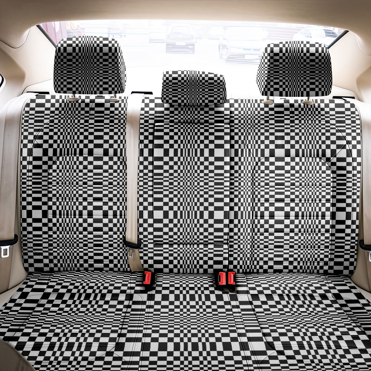 Black White Filipino Binakol Motifs Back Car Seat Cover Mabuhay Philippines Festival Kusikus Pattern
