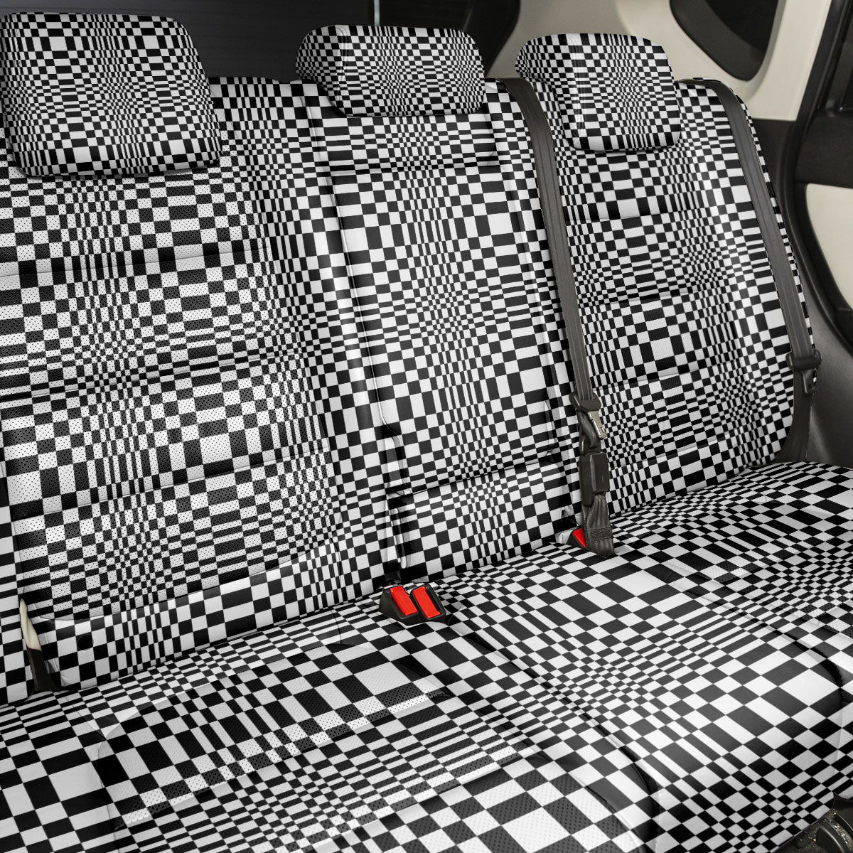Black White Filipino Binakol Motifs Back Car Seat Cover Mabuhay Philippines Festival Kusikus Pattern