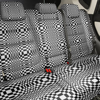 Black White Filipino Binakol Motifs Back Car Seat Cover Mabuhay Philippines Festival Kusikus Pattern