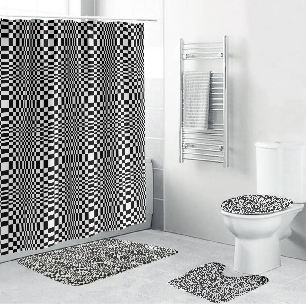 Black White Filipino Binakol Motifs Bathroom Set Mabuhay Philippines Festival Kusikus Pattern