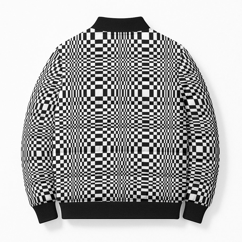 Black White Filipino Binakol Motifs Bomber Puffer Jacket Mabuhay Philippines Festival Kusikus Pattern