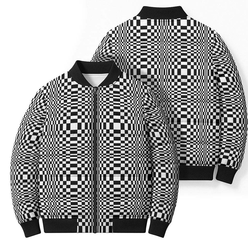 Black White Filipino Binakol Motifs Bomber Puffer Jacket Mabuhay Philippines Festival Kusikus Pattern