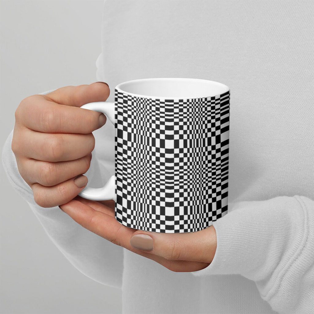 Black White Filipino Binakol Motifs Ceramic Mug Mabuhay Philippines Festival Kusikus Pattern