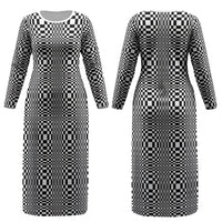 Black White Filipino Binakol Motifs Couples Matching Long Sleeve Bodycon Dress and Hawaiian Shirt Mabuhay Philippines Festival Kusikus Pattern