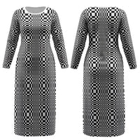 Black White Filipino Binakol Motifs Couples Matching Long Sleeve Bodycon Dress and Long Sleeve Button Shirt Mabuhay Philippines Festival Kusikus Pattern