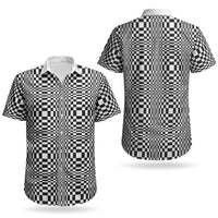 Black White Filipino Binakol Motifs Couples Matching Off Shoulder Short Dress and Hawaiian Shirt Mabuhay Philippines Festival Kusikus Pattern