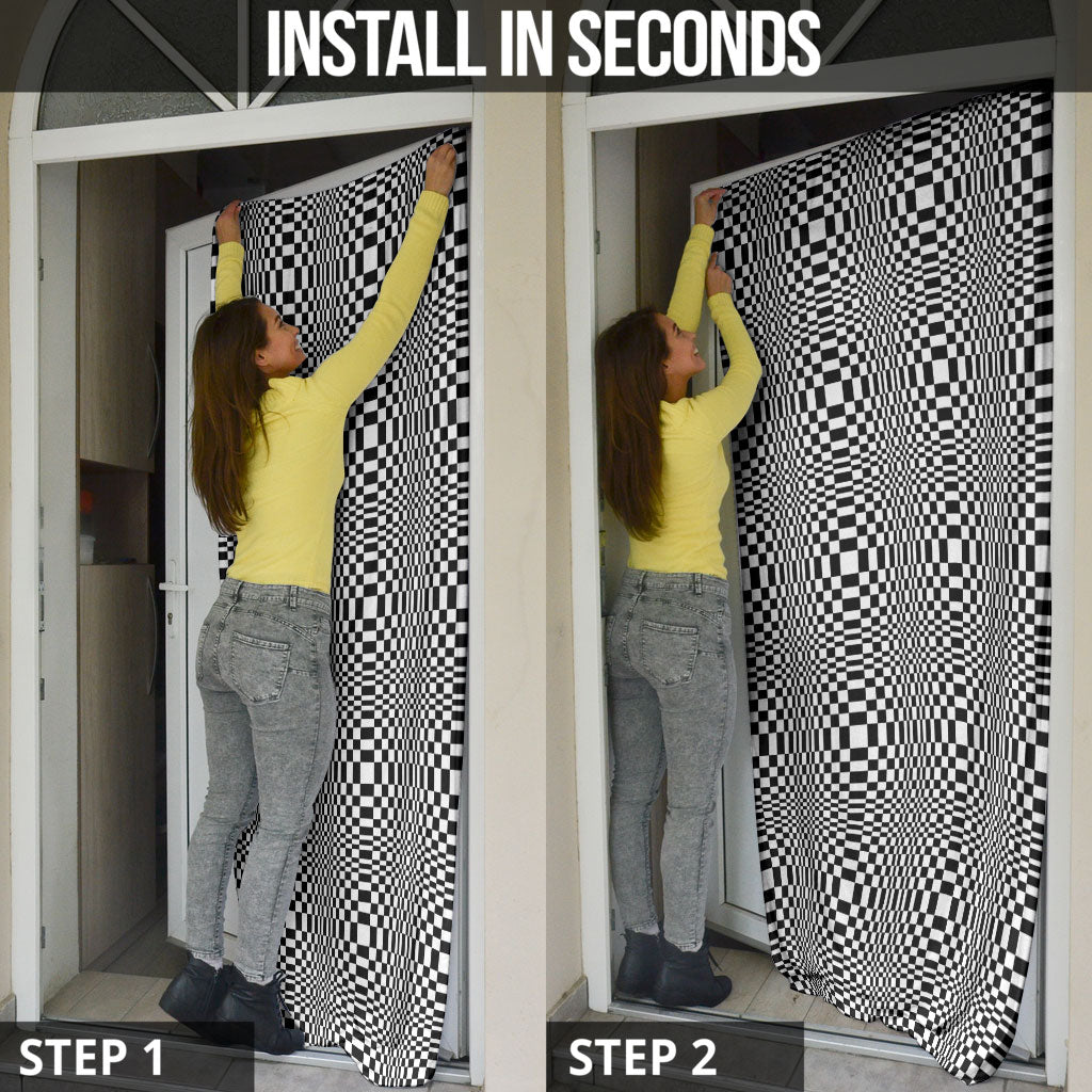 Black White Filipino Binakol Motifs Door Cover Mabuhay Philippines Festival Kusikus Pattern