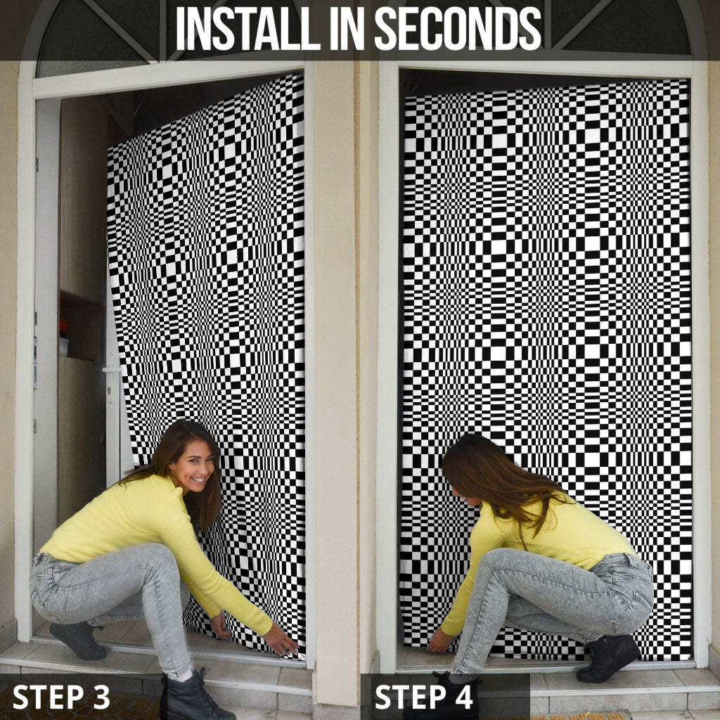 Black White Filipino Binakol Motifs Door Cover Mabuhay Philippines Festival Kusikus Pattern