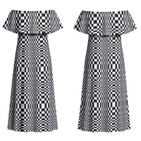 Black White Filipino Binakol Motifs Family Matching Off Shoulder Maxi Dress and Hawaiian Shirt Mabuhay Philippines Festival Kusikus Pattern
